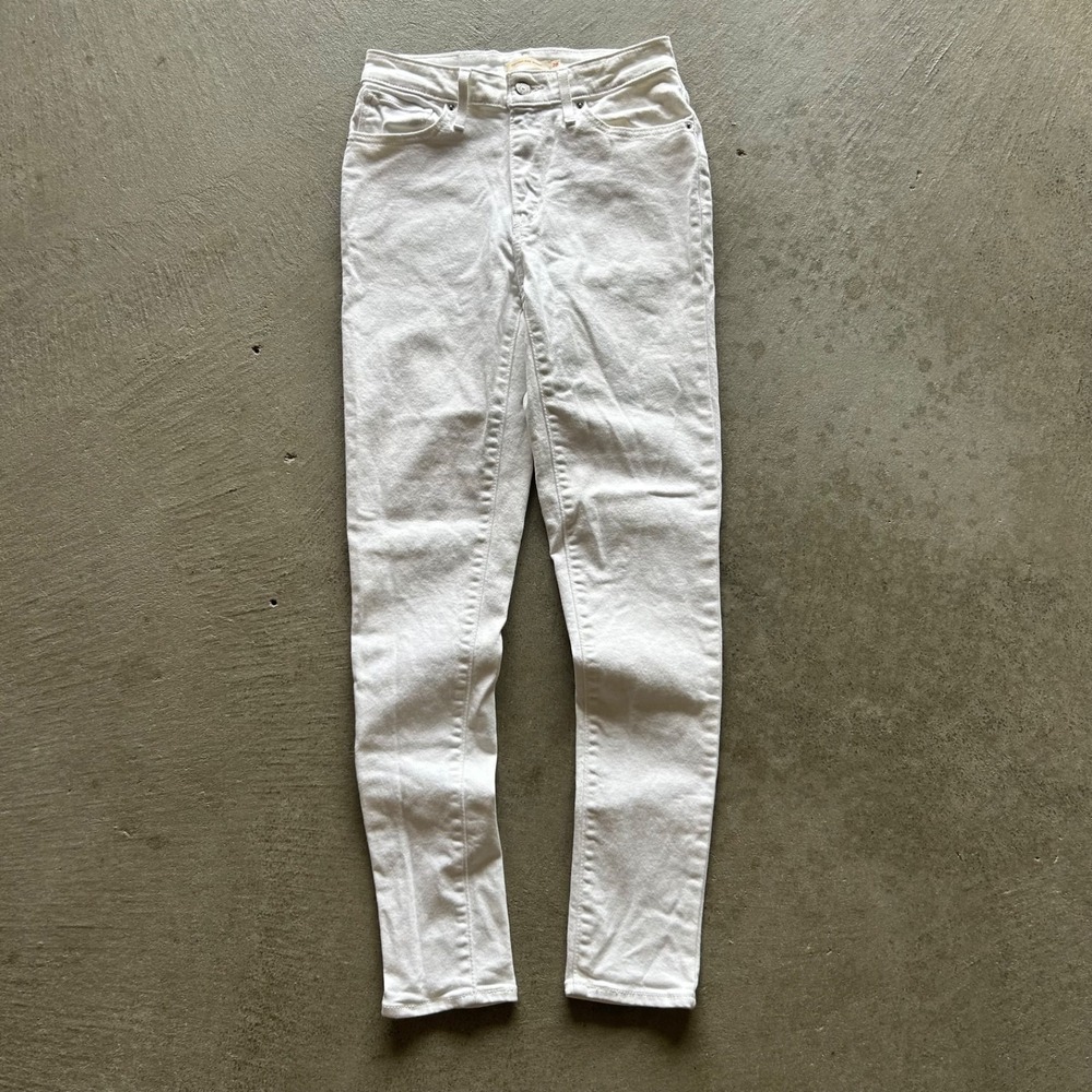 Levis 721 High Rise Skinny Jeans Womens 28x30 White Denim Stretch Waterless